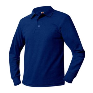 KNIT-POLO - Long sleeve-Unisex-with embroidered School Logo-YOUTH-Yxxs - Yxl