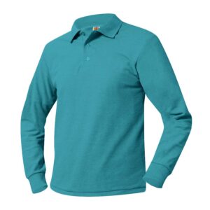 Knit POLO -YOUTH Unisex  L/S sleeve -no logo-TEAL