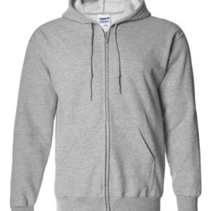 Sweatshirt -Full ZIP Hooded - With DTF School Logo-ADULT-GREY